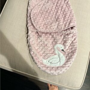 Pink Baby Swaddle with Swan Design
